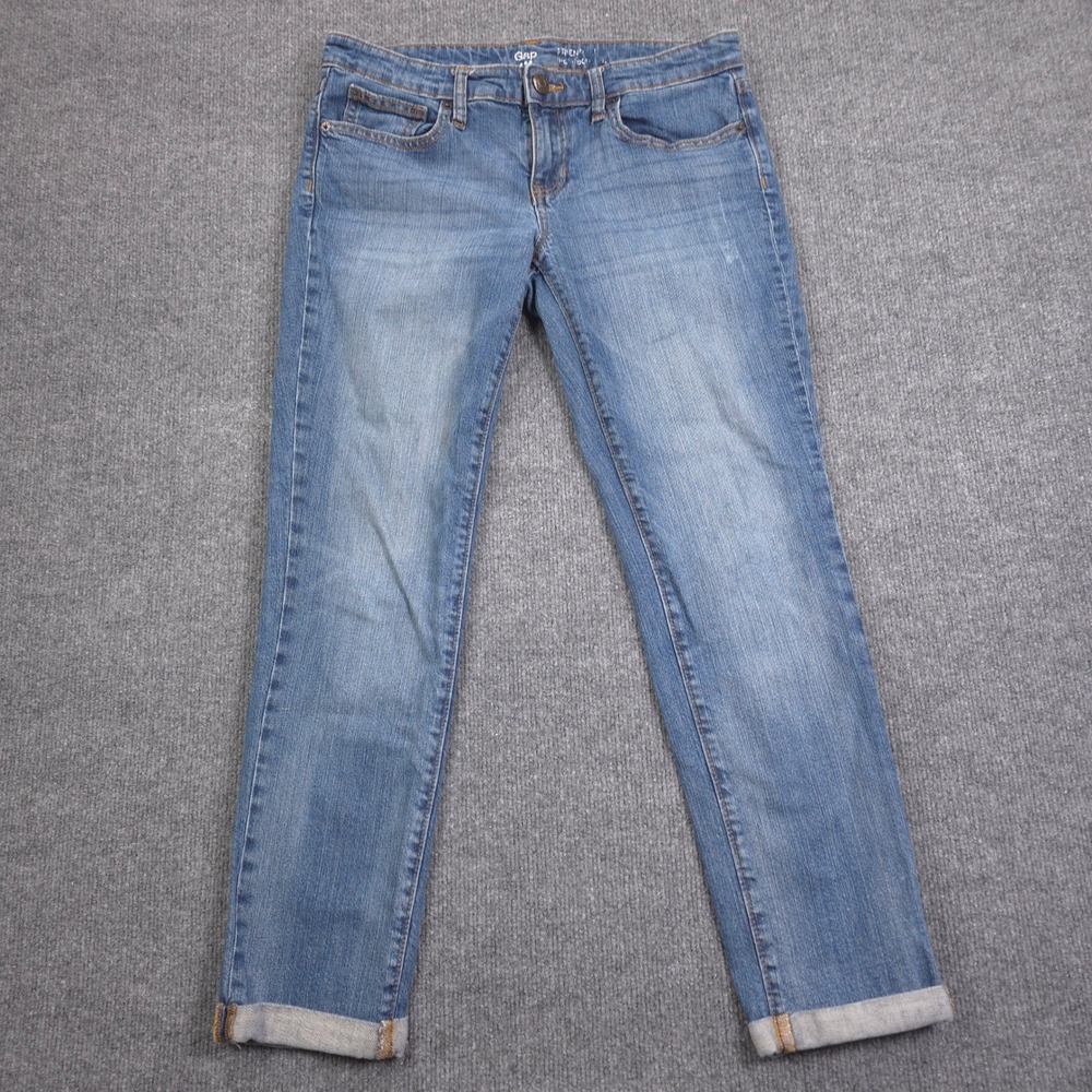 Gap‎ Jeans Womens 6 Blue Denim Boyfriend Cuff Hem Medium Wash Casual Everyday